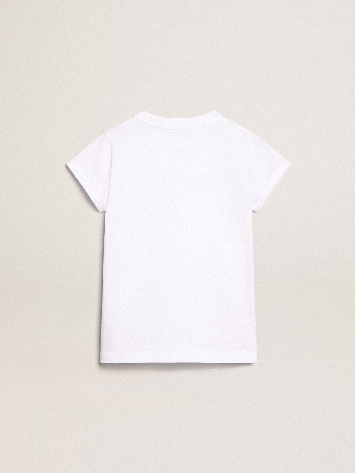 White T-shirt with central Golden lettering in crystals| Golden Goose