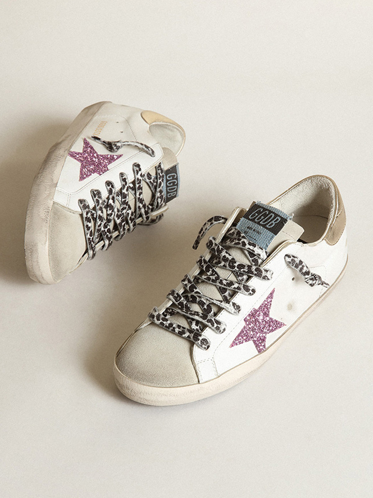 Women's Super-Star with glitter and gold heel tab| Golden Goose