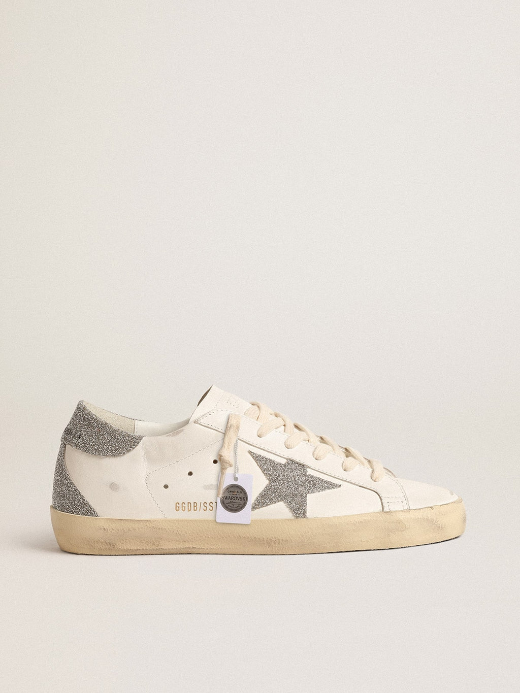 Women's Super-Star with silver Swarovski crystal star and heel tab| Golden Goose