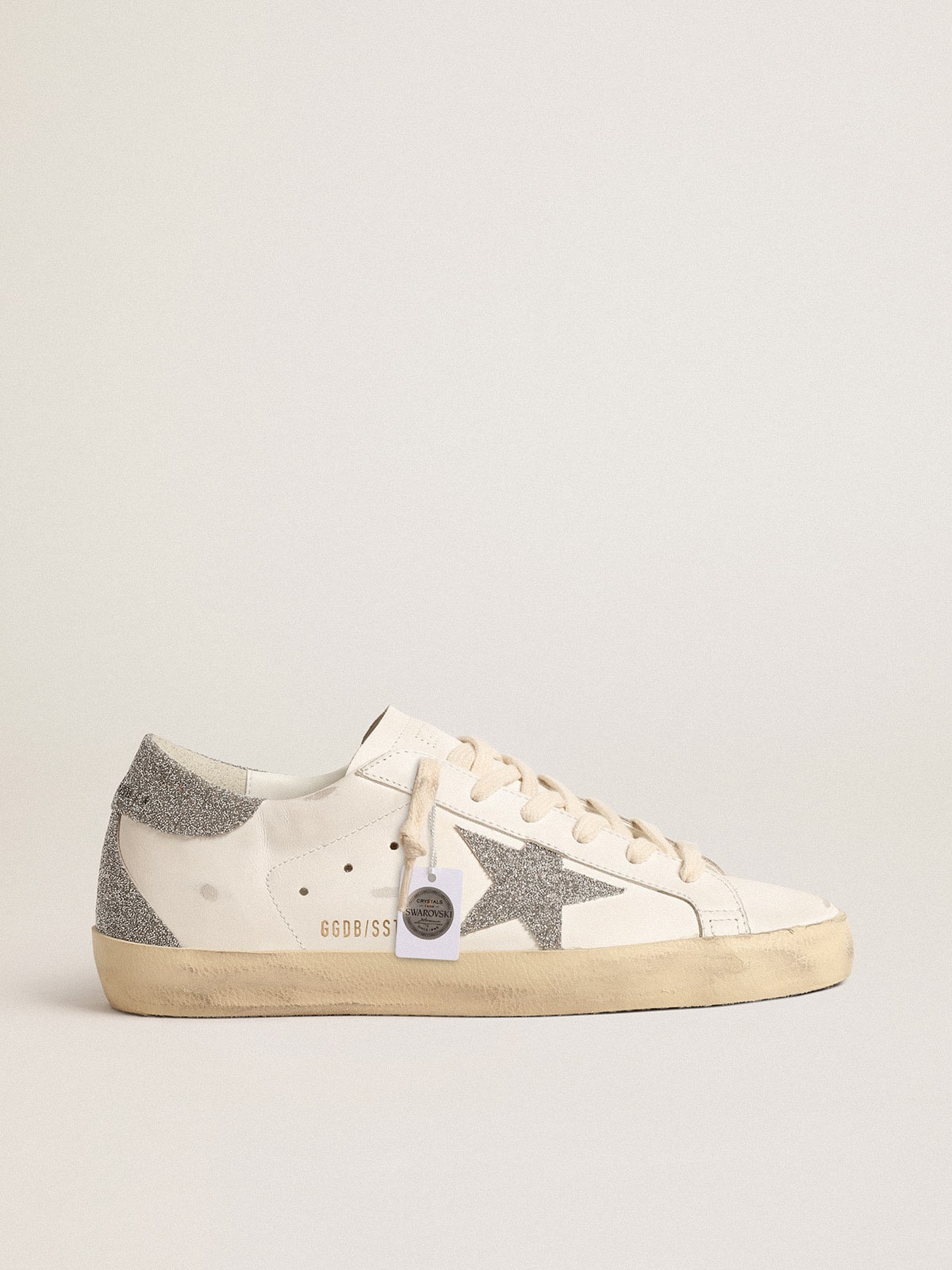 Women's Super-Star with silver Swarovski crystal star and heel tab| Golden Goose