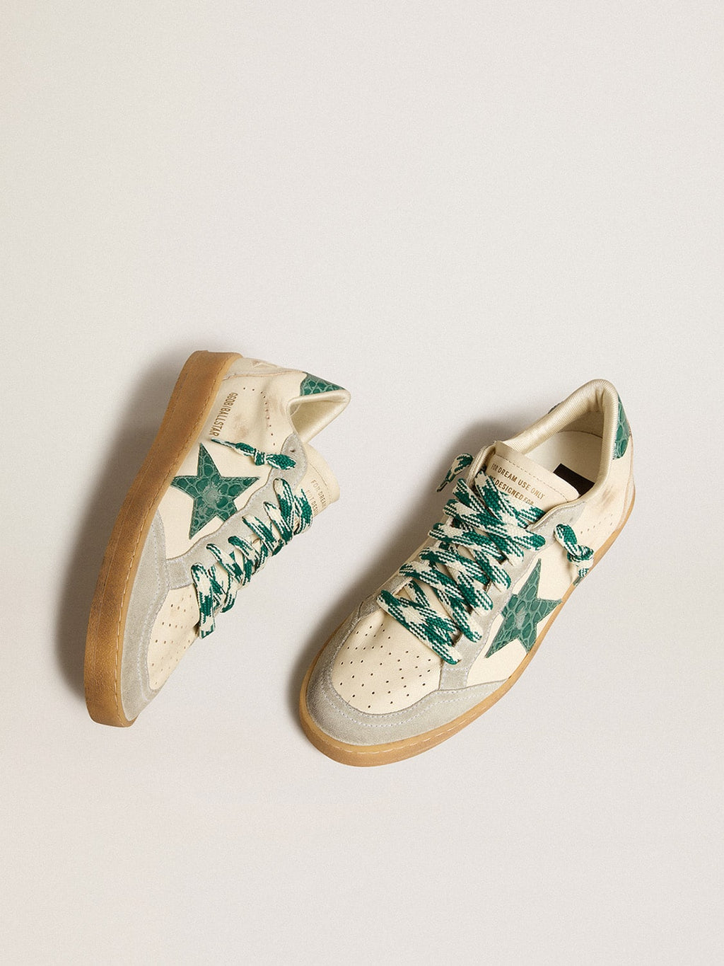 Women's Ball Star LTD in nappa with green crocodile-print leather star| Golden Goose