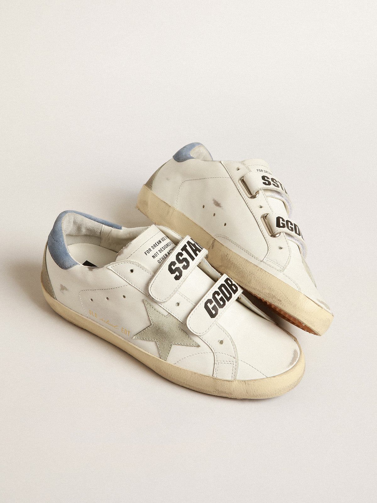 Old School with ice-gray suede star and light blue heel tab| Golden Goose