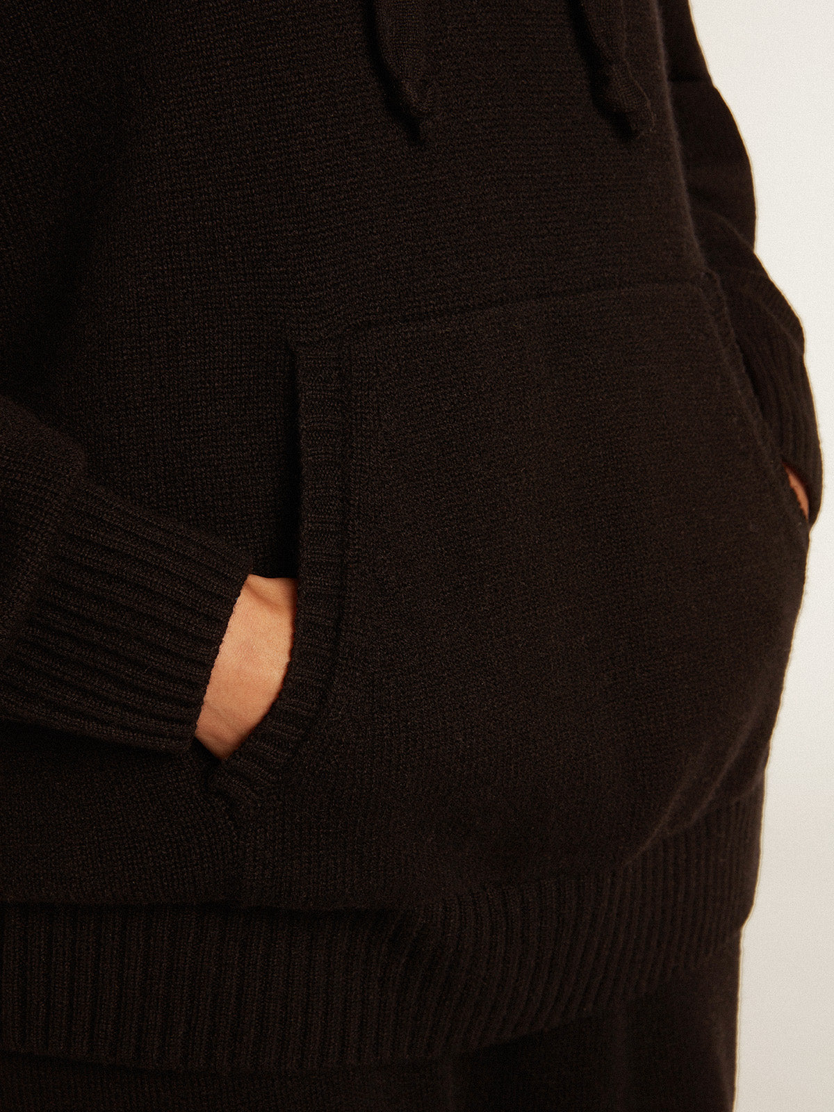 Women's black cashmere blend sweatshirt with hood| Golden Goose