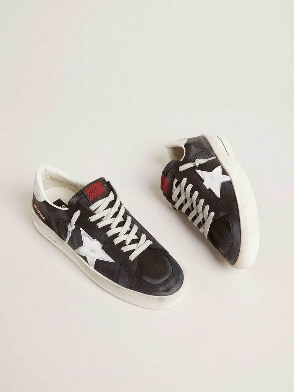 Stardan in black nubuck and mesh with gray leather star and heel tab| Golden Goose