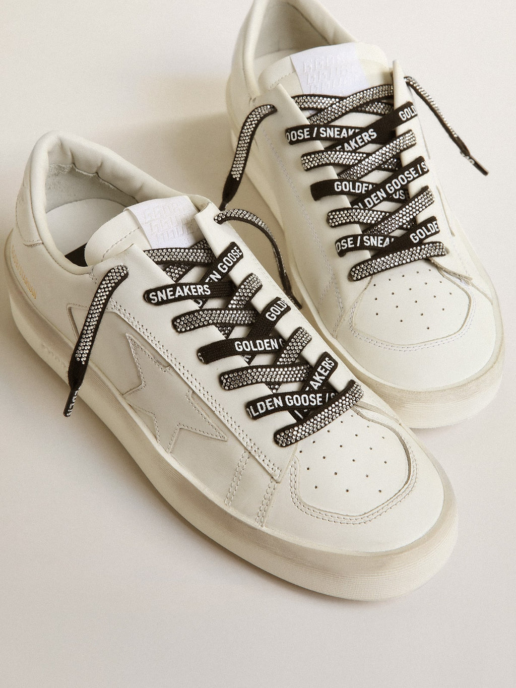 Swarovski laces with contrasting white logo| Golden Goose