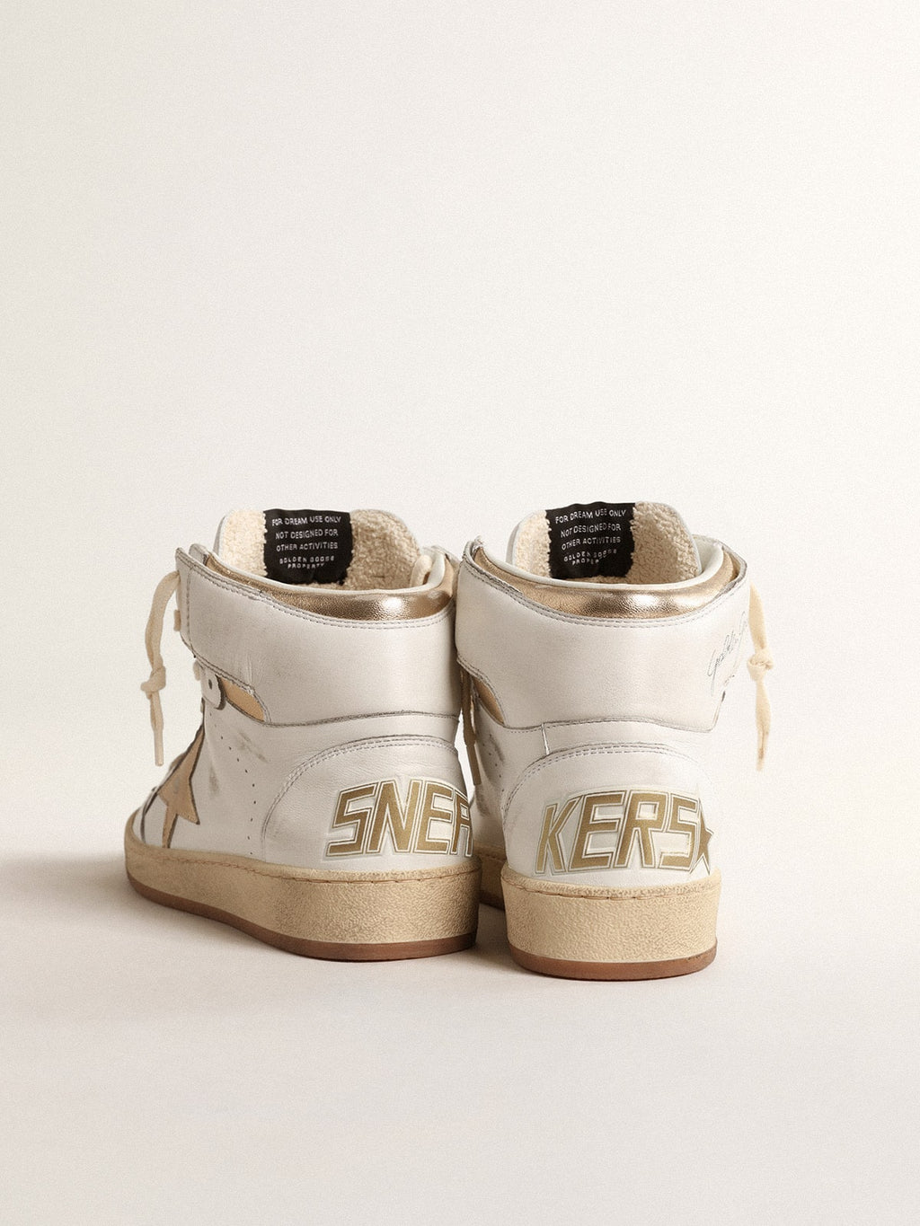 Sky-Star in white nappa leather with gold metallic leather star and heel tab| Golden Goose