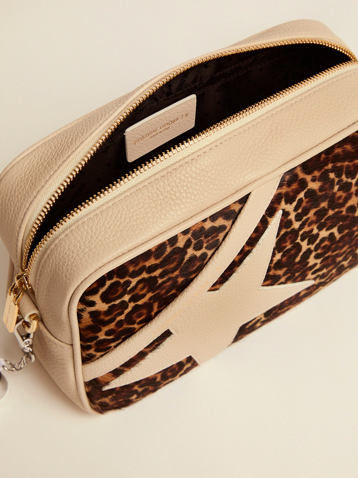 Off-white Star Bag with leopard-print pony skin insert| Golden Goose