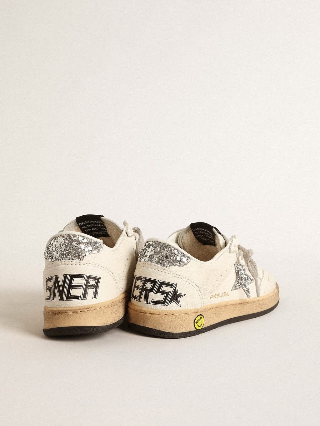 Ball Star Young in nappa with silver glitter star and heel tab| Golden Goose