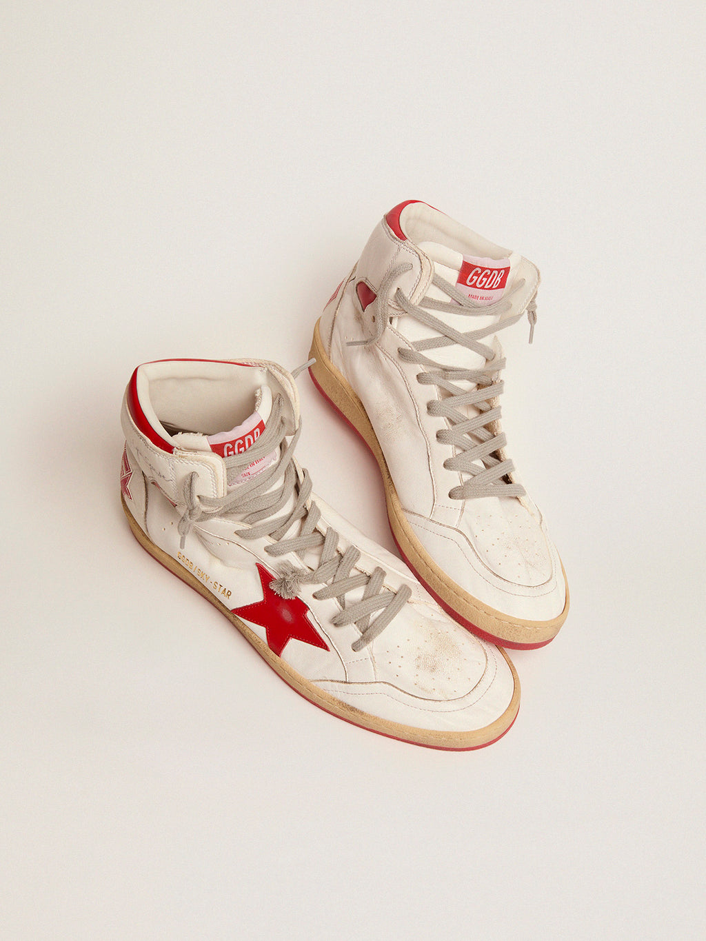 Women's Sky-Star in white nappa with red star and heel tab| Golden Goose