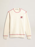 Men's heritage white sweatshirt with CNY logo| Golden Goose
