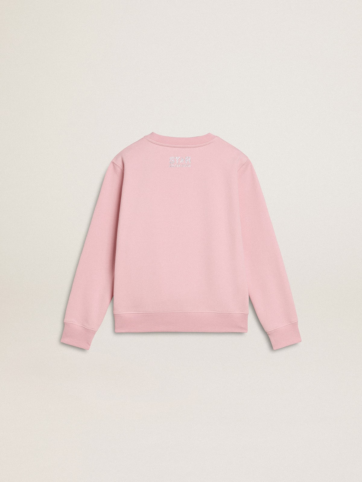 Pink sweatshirt with maxi star in silver glitter on the front| Golden Goose