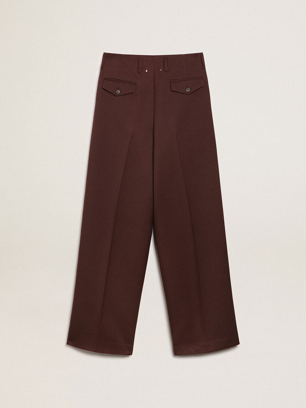 Women's pants in coffee-colored wool gabardine| Golden Goose