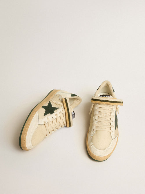 Ball Star in nylon and nappa with green suede star and heel tab| Golden Goose