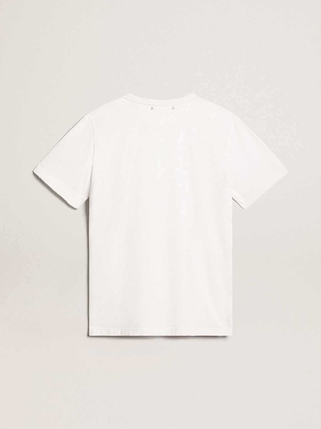Men's white T-shirt with distressed treatment| Golden Goose