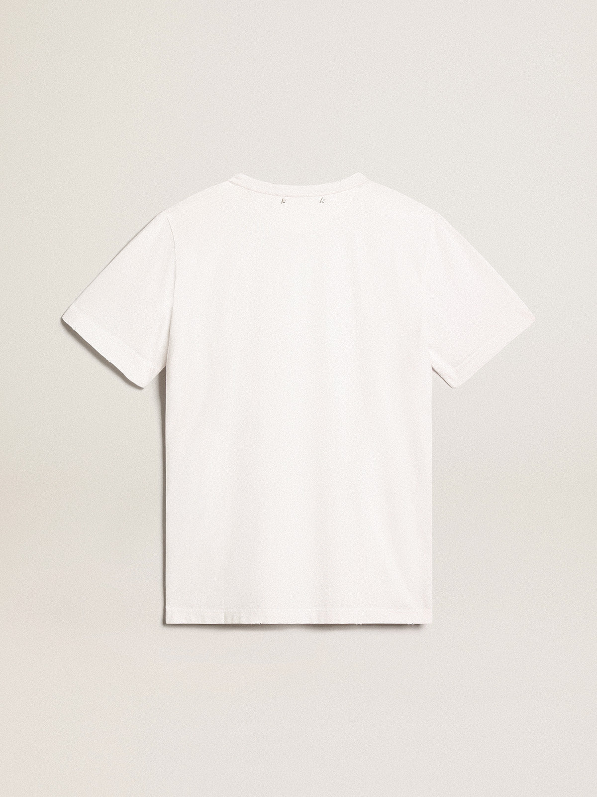Men's white T-shirt with distressed treatment| Golden Goose