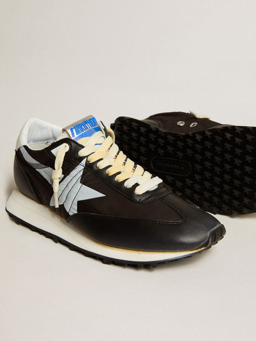 Men's Marathon with black nylon upper and white star| Golden Goose