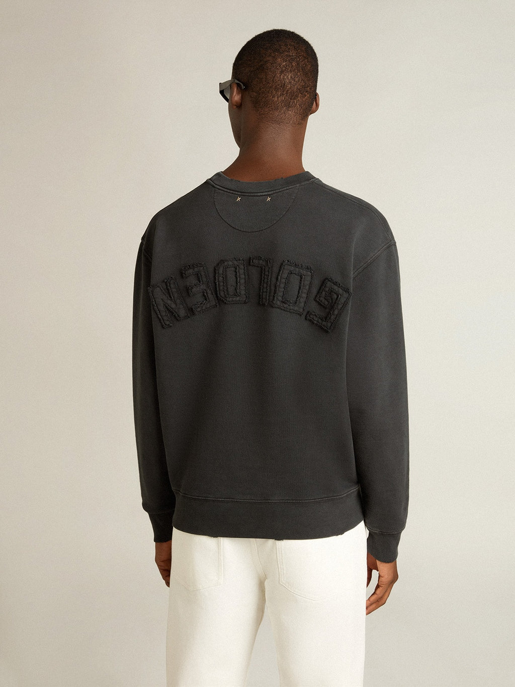 Sweatshirt in washed black with reverse logo on the back - Jersey Capsule| Golden Goose