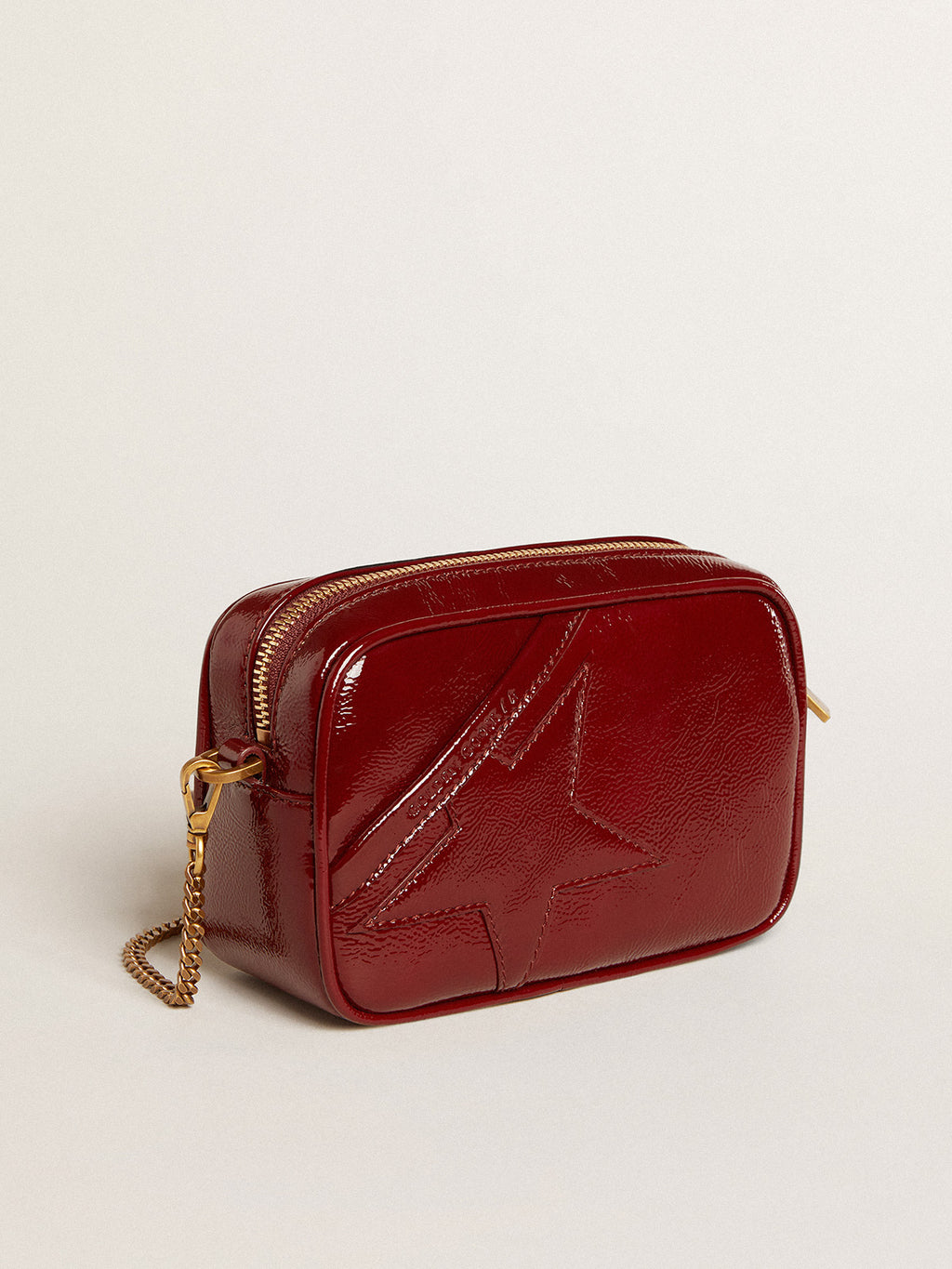 Mini Star Bag in burgundy patent leather with tone-on-tone star| Golden Goose