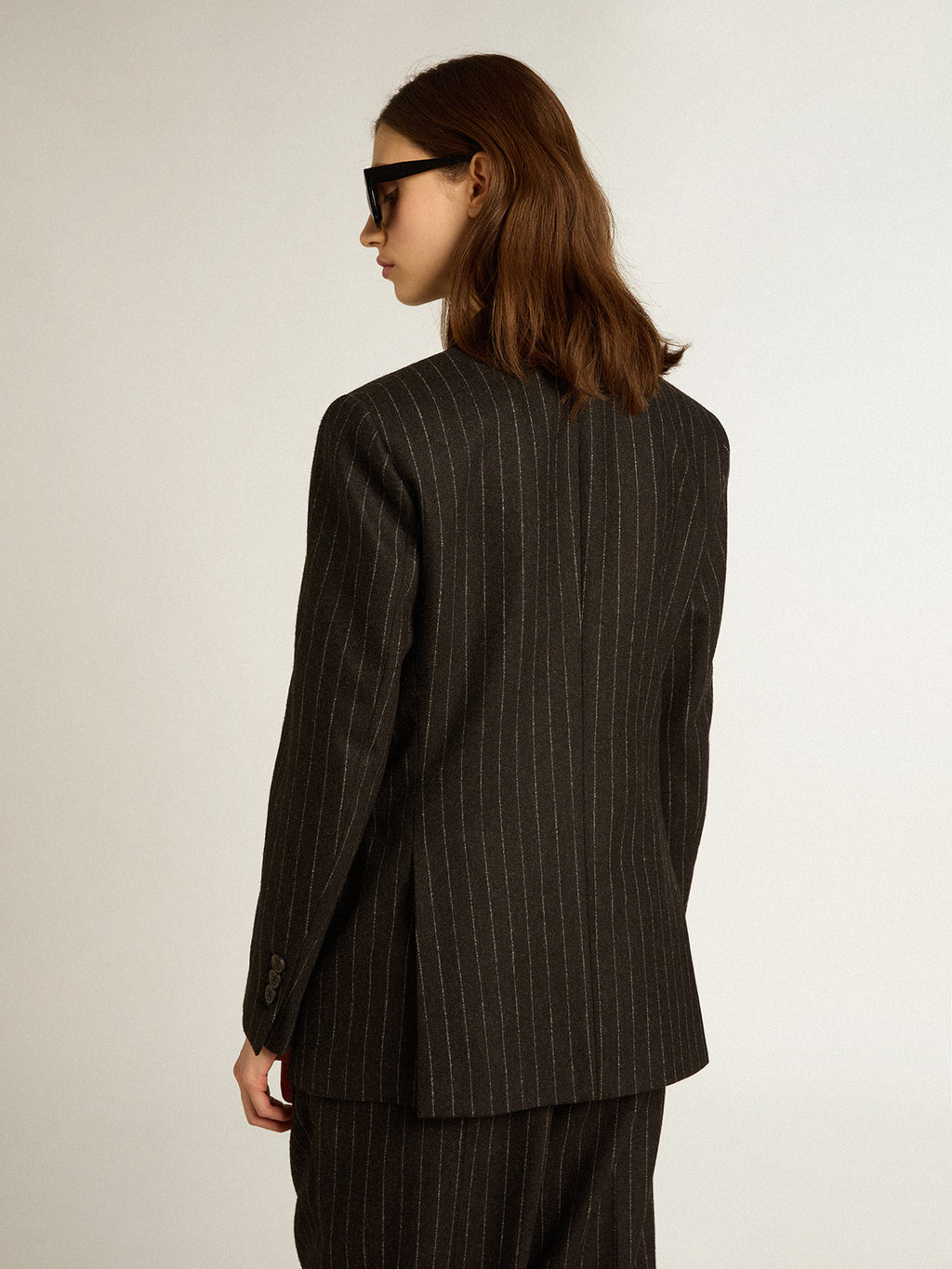 Women's double-breasted blazer in gray melange wool| Golden Goose