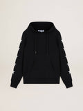 Black Alighiero Star Collection sweatshirt with contrasting white stars| Golden Goose
