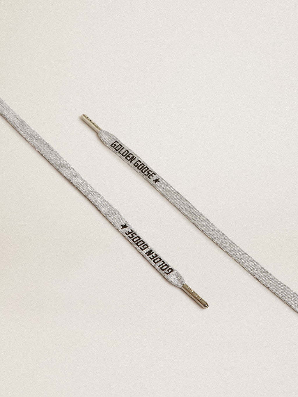 Gray cotton laces with contrasting black logo| Golden Goose