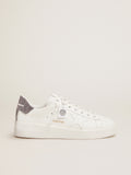 Purestar sneakers in white leather with silver Swarovski crystal heel tab| Golden Goose
