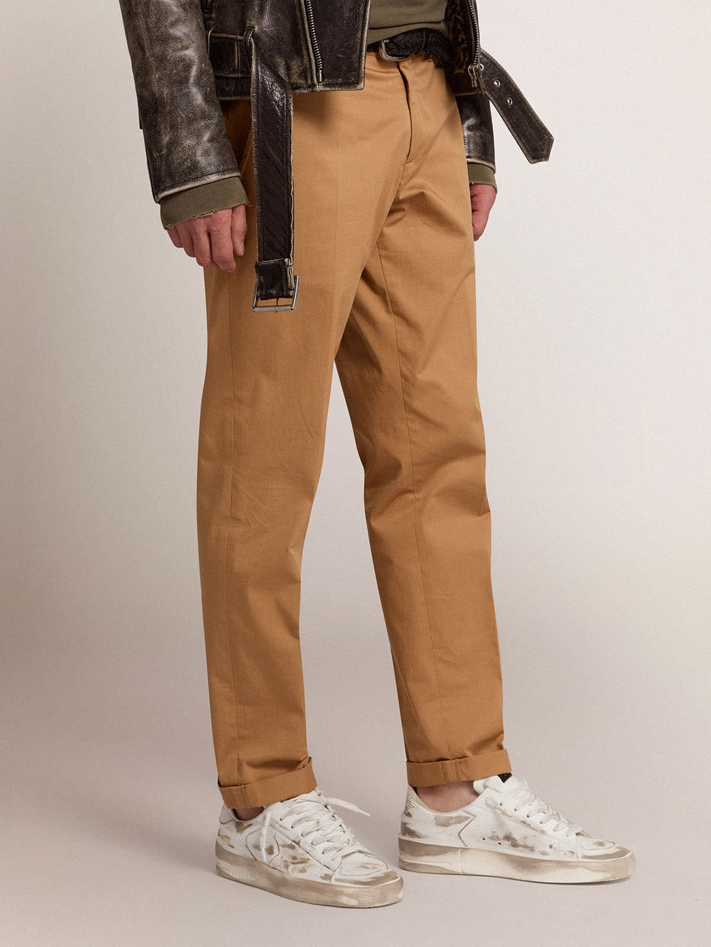 Men's Stardan in white leather with distressed effect| Golden Goose