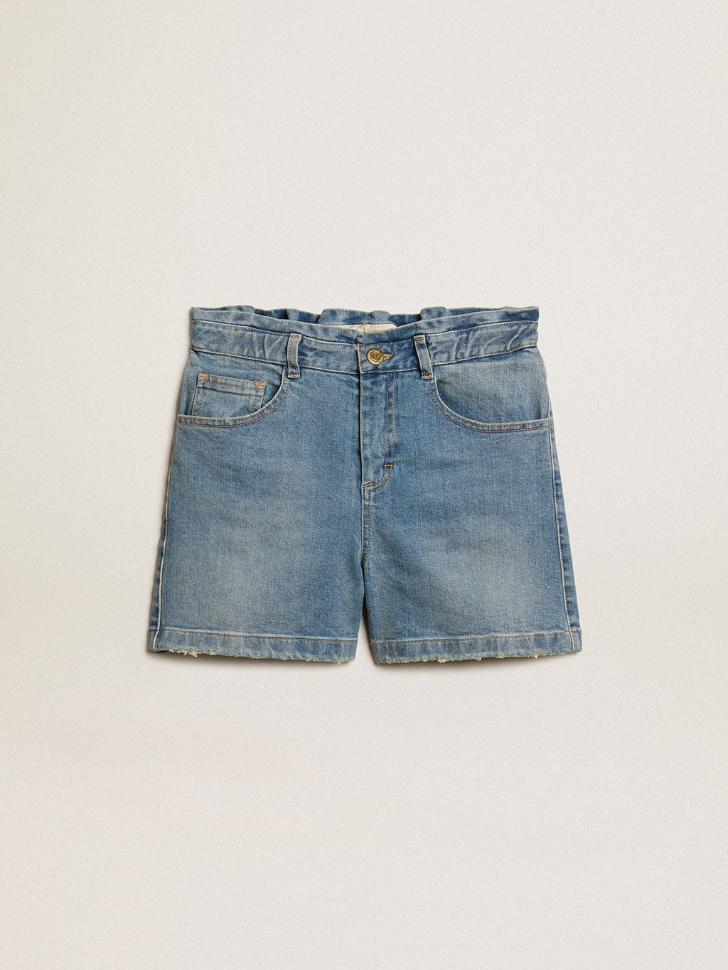 Girls' denim shorts with distressed finish| Golden Goose