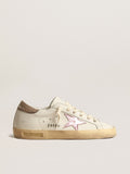 Women's Super-Star in white nappa with pink metallic leather star| Golden Goose
