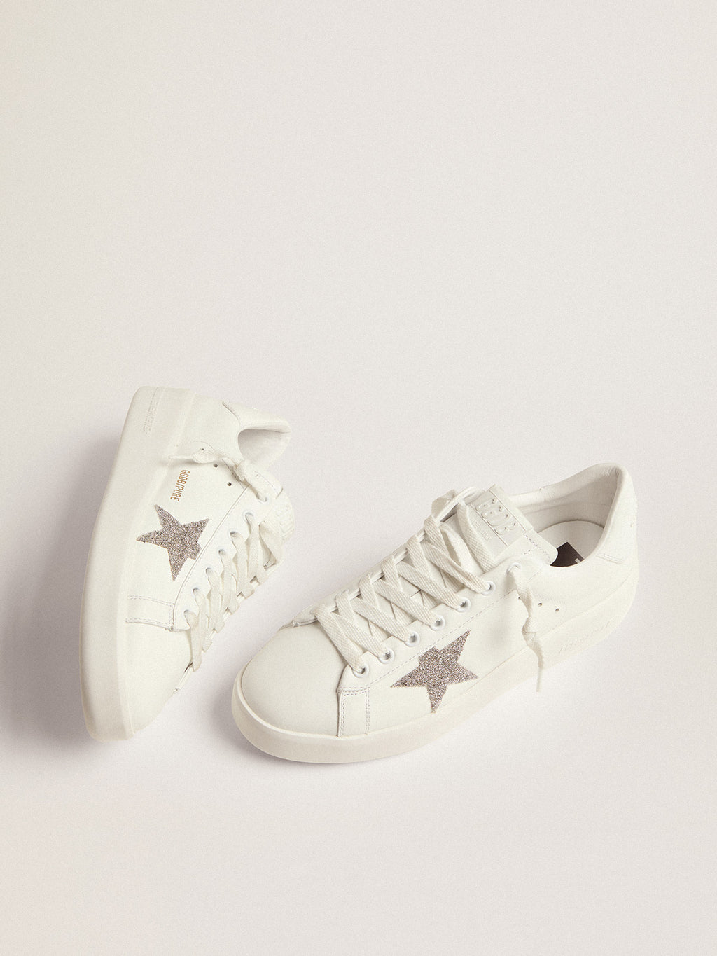 Women's Purestar in white leather with silver crystal star| Golden Goose