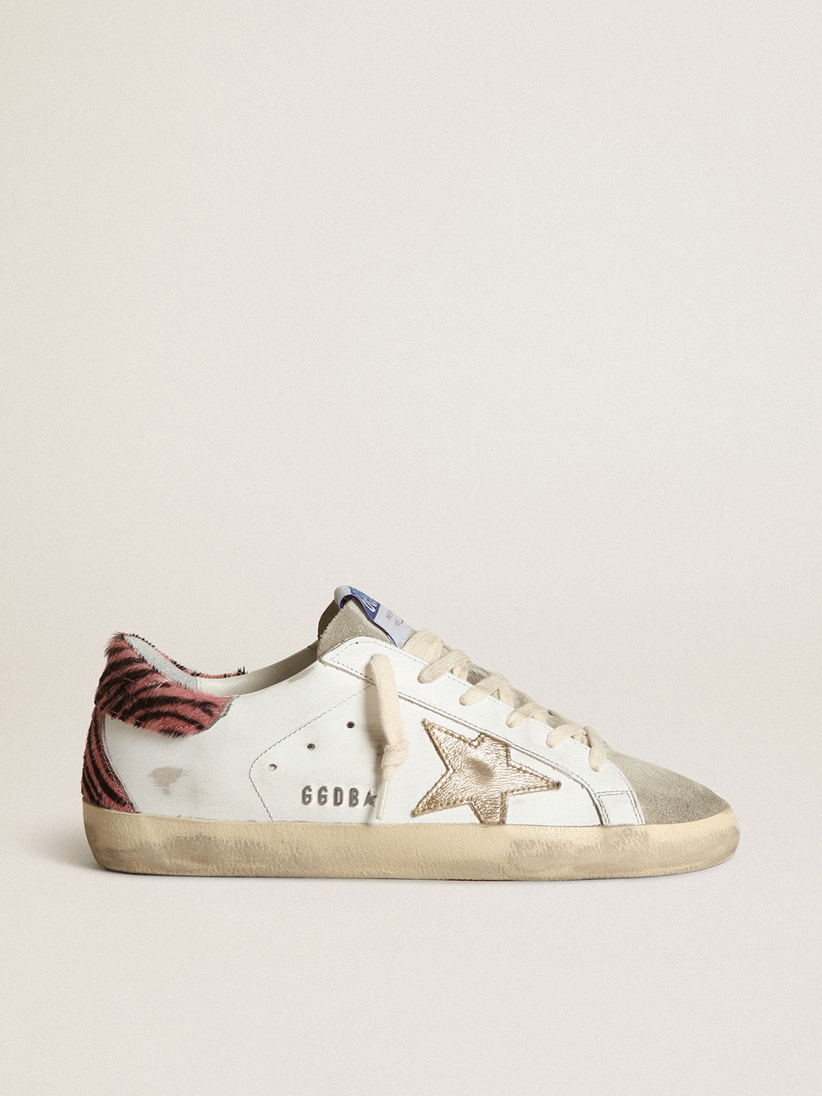 Super-Star with gold leather star and zebra pony skin heel tab| Golden Goose