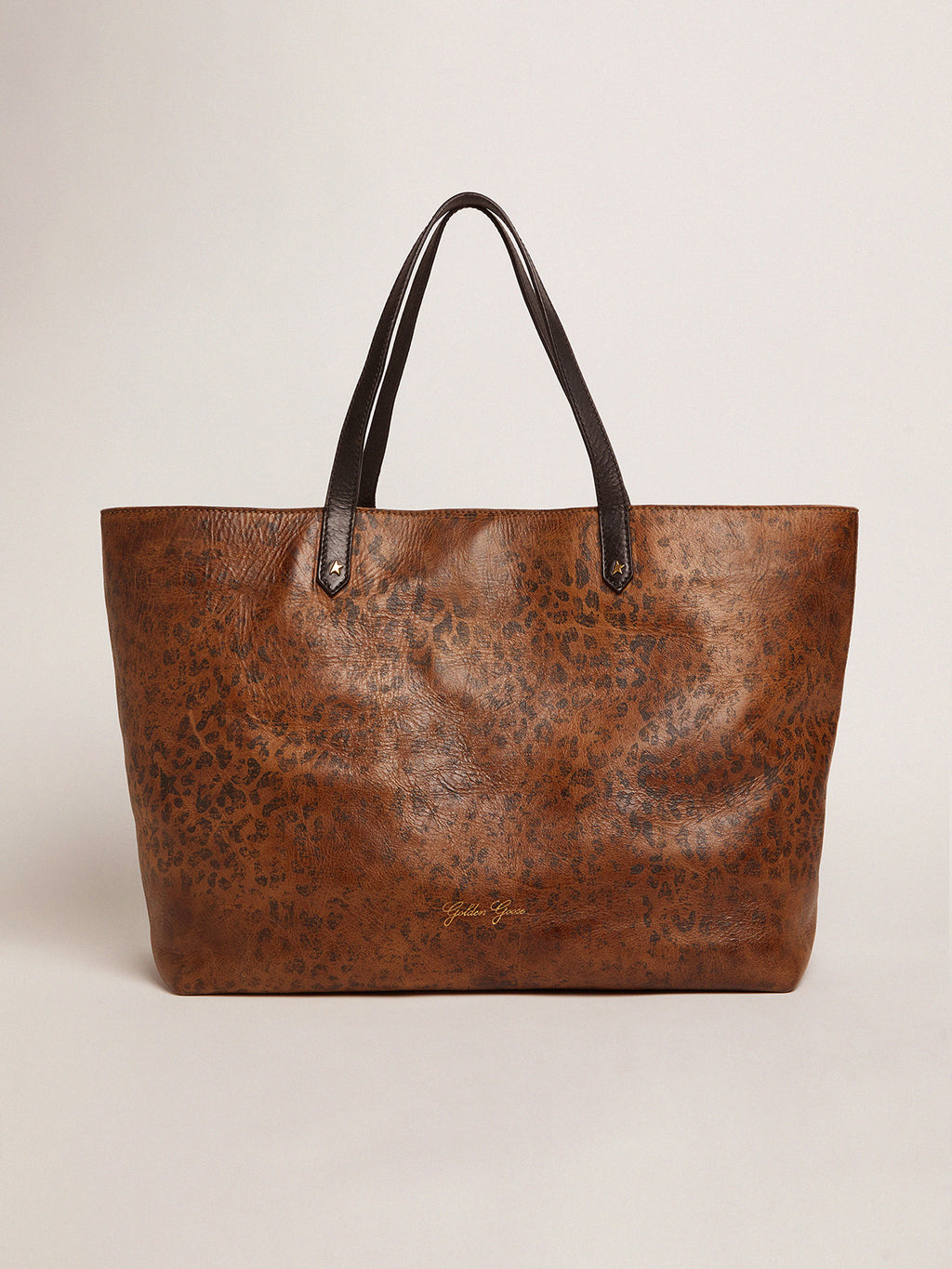 Women's Pasadena Bag with leopard print and contrasting black handles| Golden Goose