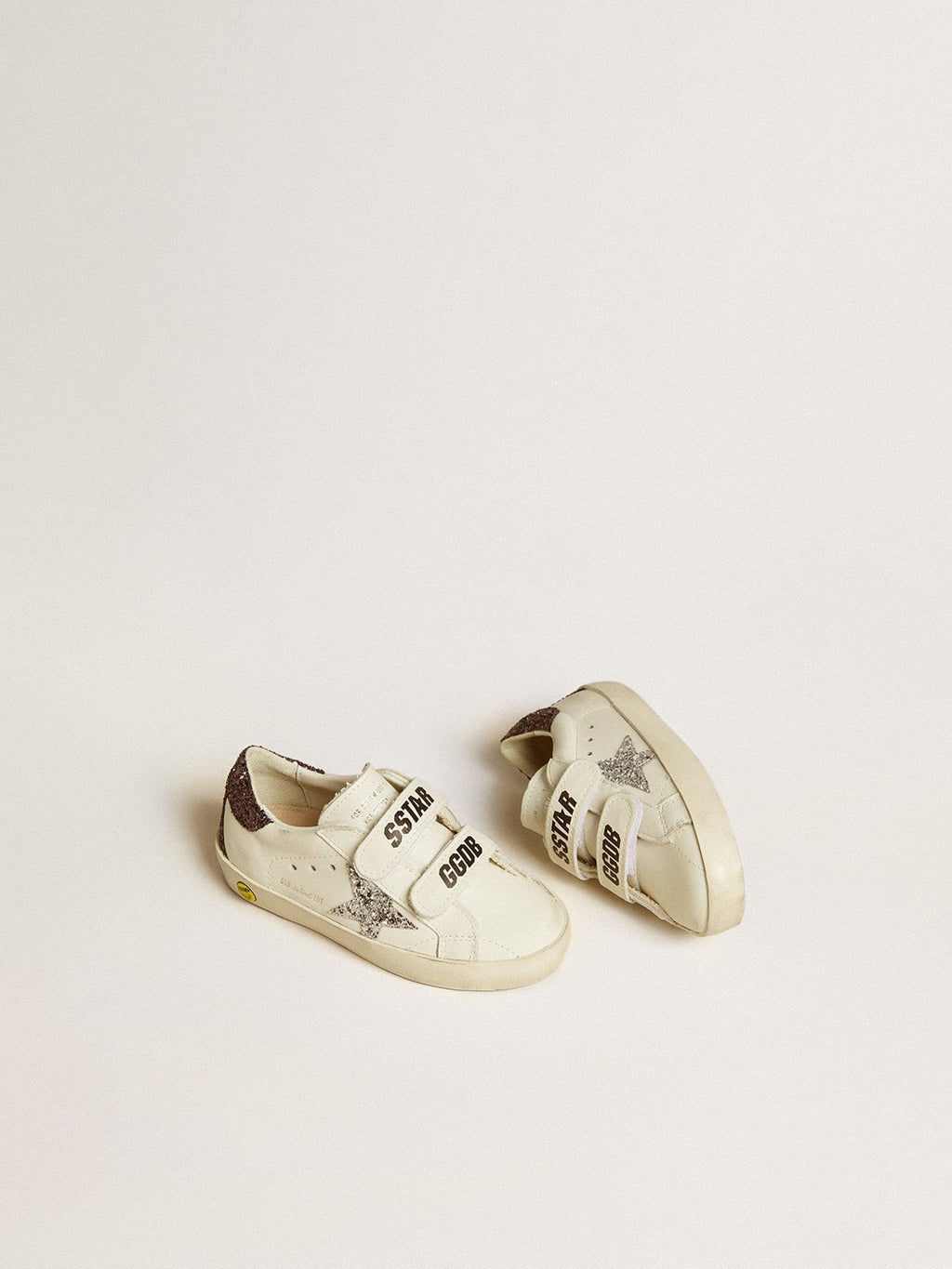 Old School Junior with silver glitter star and glitter heel tab| Golden Goose