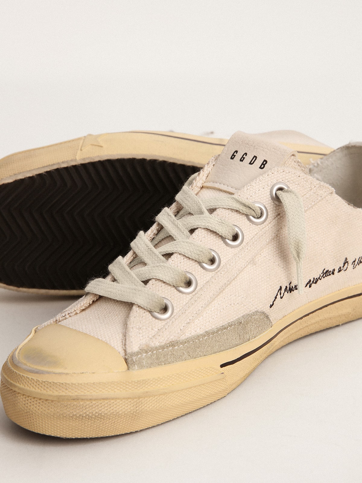 Women's V-Star LTD with black suede star and embroidered lettering| Golden Goose