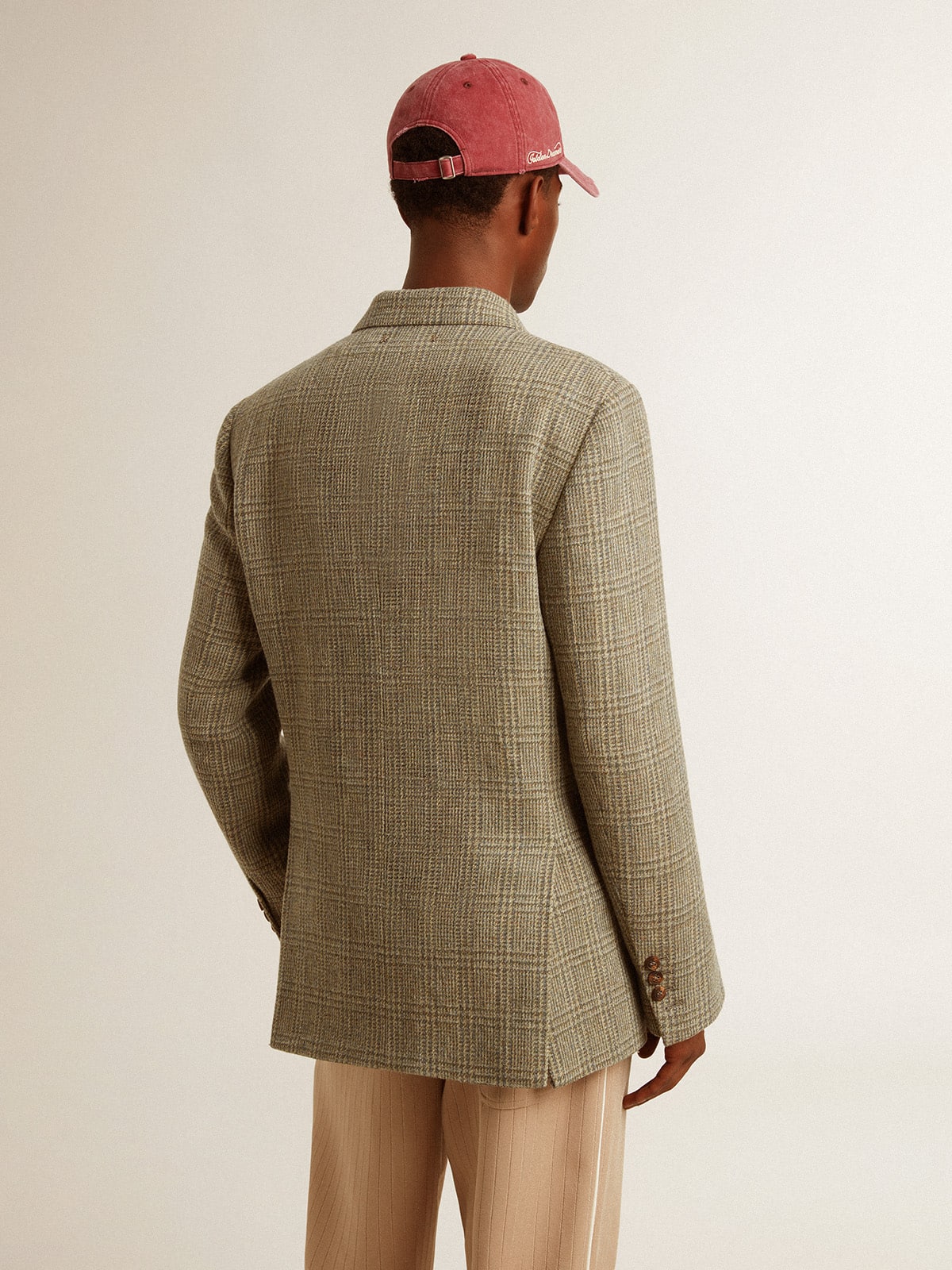 Men's double-breasted blazer in Shetland wool| Golden Goose