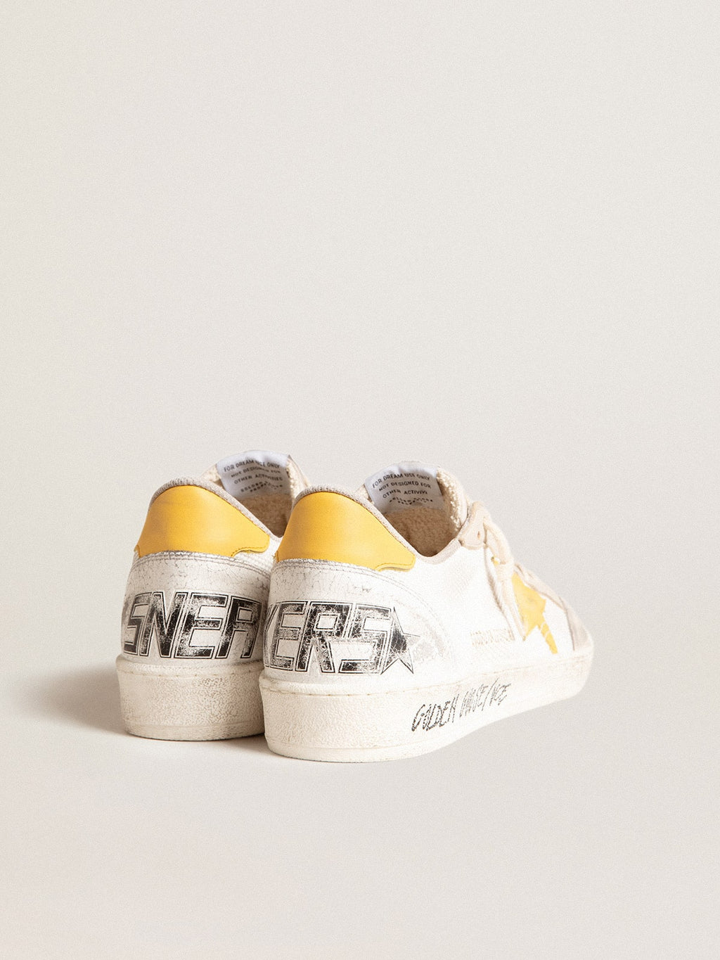 Ball Star LTD in white mesh with yellow leather star and heel tab| Golden Goose