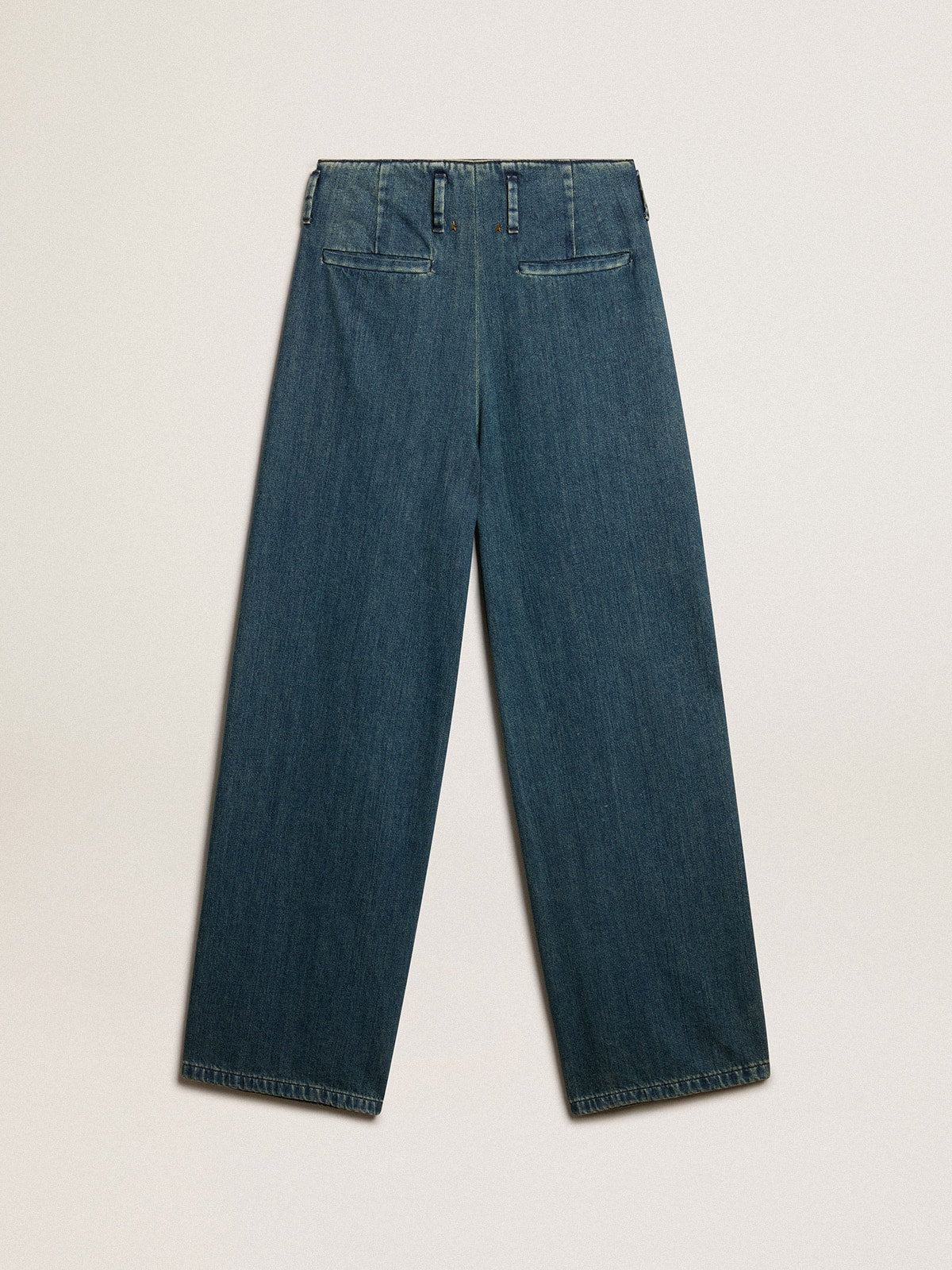 Women's blue cotton pleated pants| Golden Goose