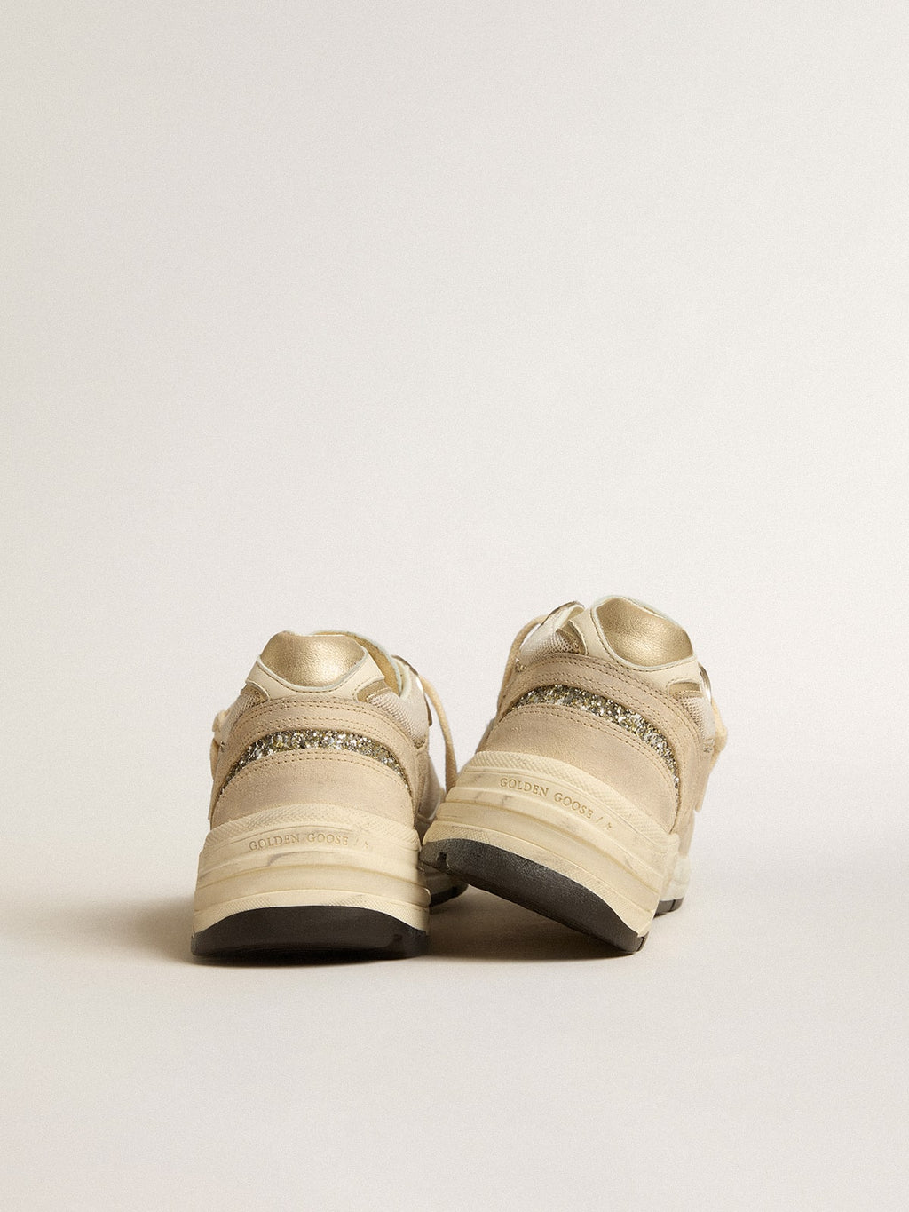 Dad-Star in pearl mesh and suede with platinum leather star and heel tab| Golden Goose