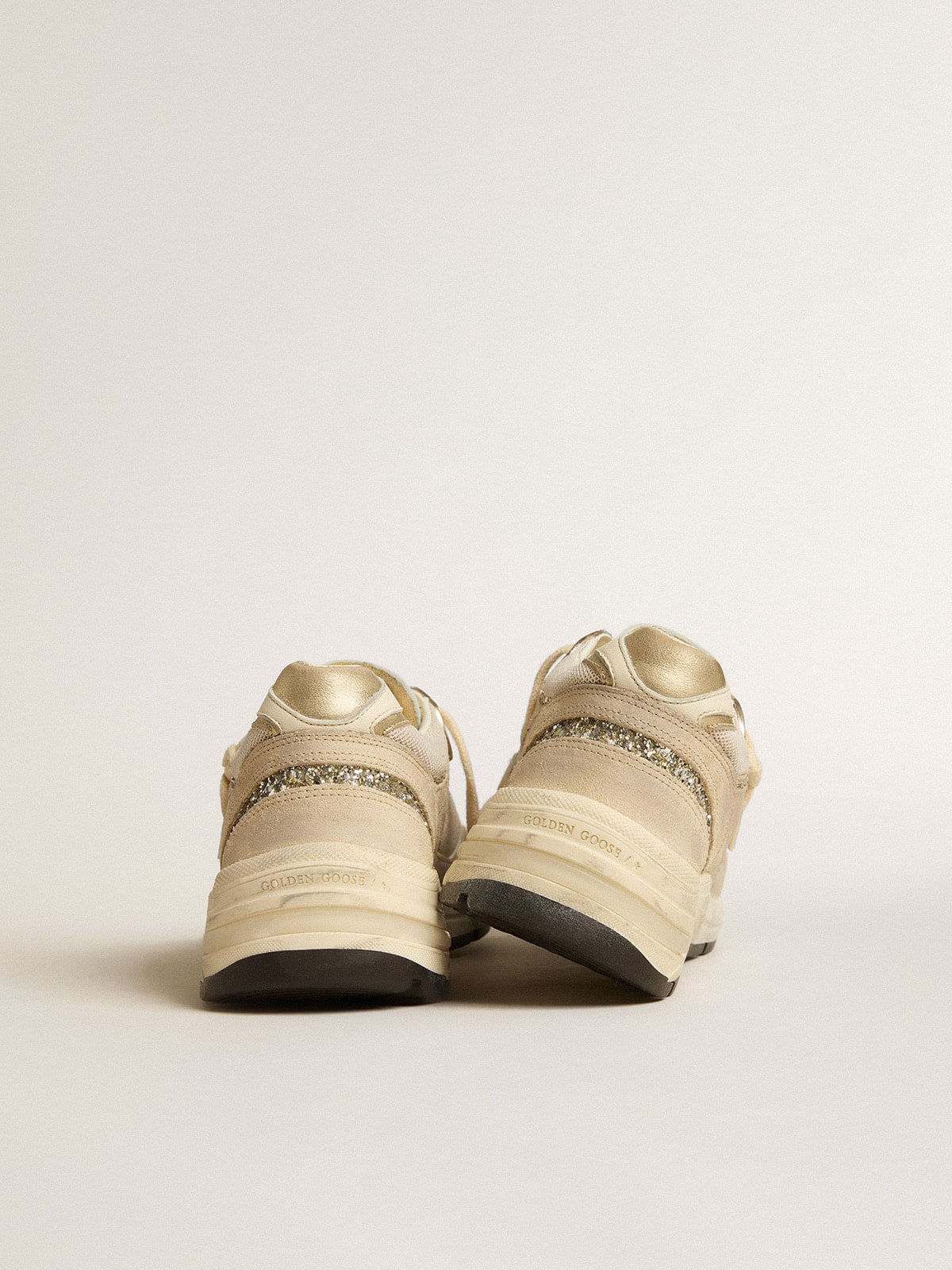 Dad-Star in pearl mesh and suede with platinum leather star and heel tab| Golden Goose