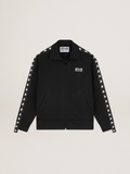 Women's black zipped sweatshirt with white stars| Golden Goose