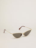 Sunglasses cat-eye style with gold frame and green lenses| Golden Goose