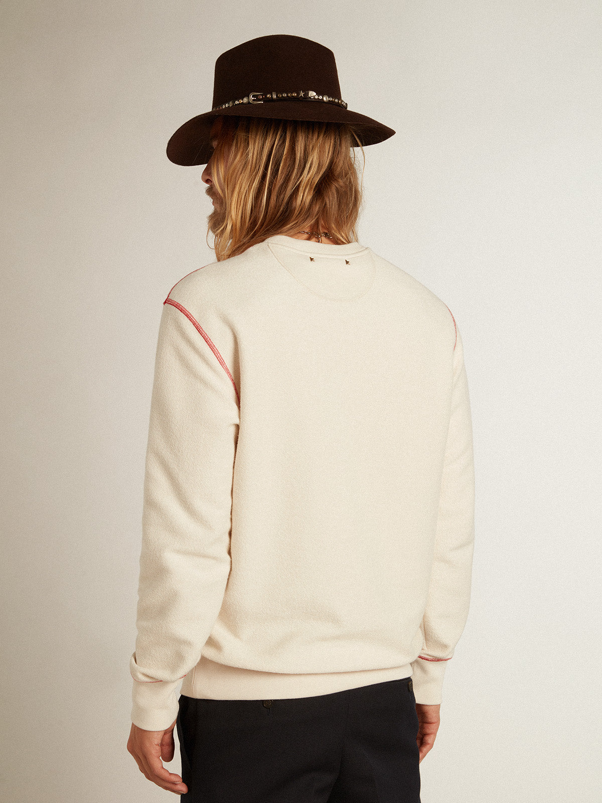 Men's heritage white sweatshirt with CNY logo| Golden Goose