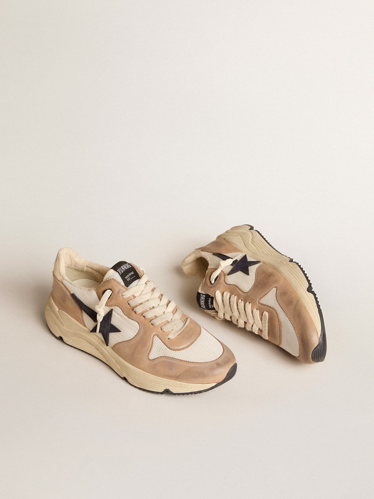 Running Sole in nylon and nubuck with dark blue suede star| Golden Goose