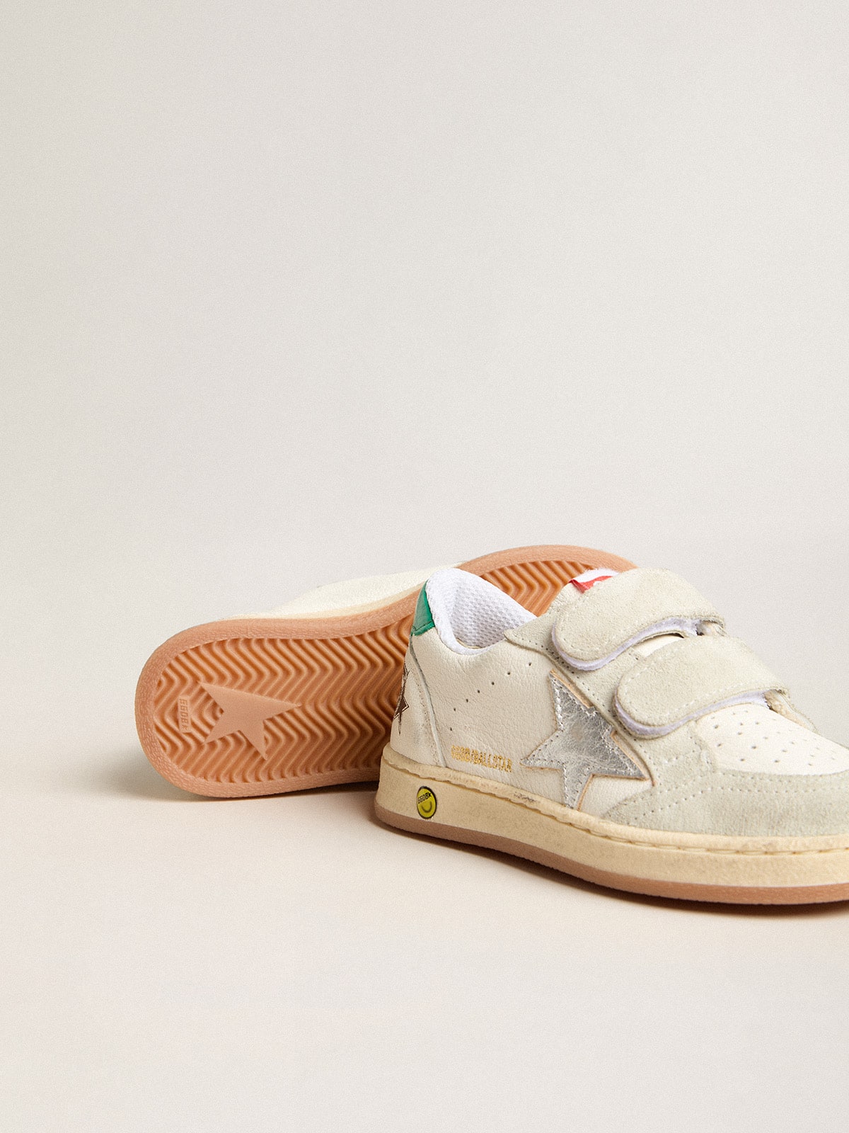 Young Ball Star with silver star and green suede heel tab| Golden Goose