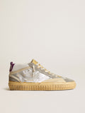 Mid Star LAB in silver metallic leather and mesh with perforated star| Golden Goose