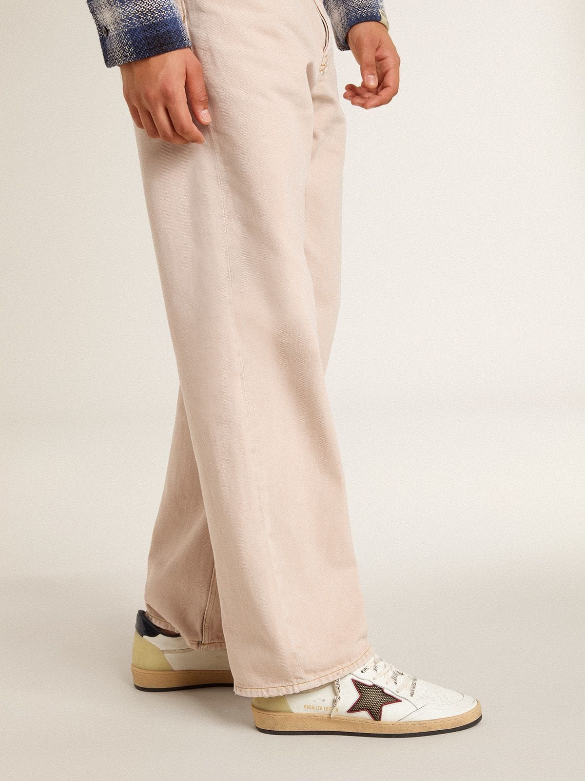 Men's Ball Star LTD with mesh star and midnight blue leather heel tab| Golden Goose